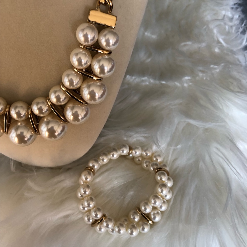 Vintage SHB HEAVY PEARL NECKLACE & bracelet set - Picture 2 of 6